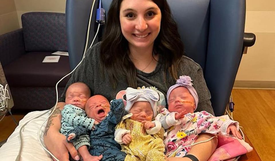 Against All Odds: Without Even Trying to Conceive, Mom Gives Birth to Quadruplets—Two Sets of Identical Twins